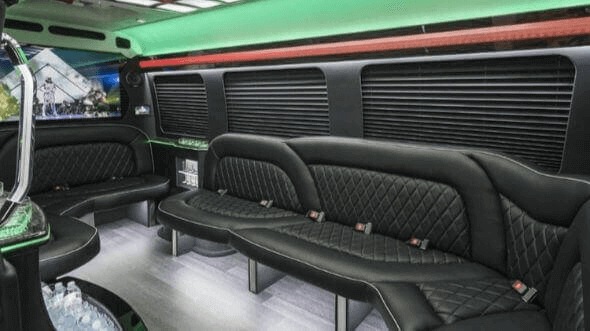 Interior of Burbank Party Bus Company's 14 Passenger Sprinter Limousine in Burbank