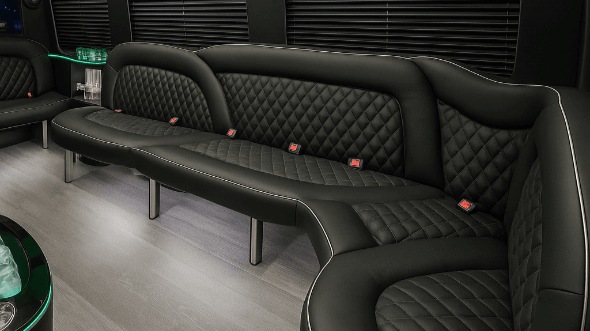 Interior of Santa Maria Party Bus Company's 14 Passenger Sprinter Limousine in Santa Maria