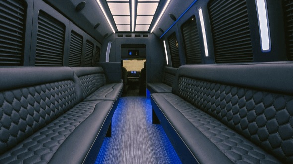 Interior of Oxnard Party Bus Company's 30 Passenger Party Bus in Oxnard