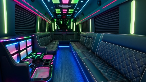 Interior of Santa Maria Party Bus Company's 30 Passenger Party Bus in Santa Maria