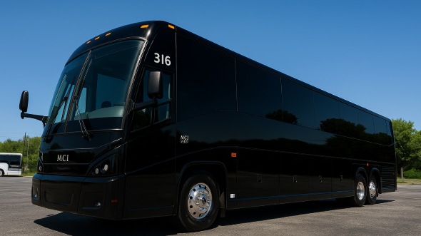 Exterior of Santa Maria Party Bus Company's 46 Passenger Charter Bus in Santa Maria