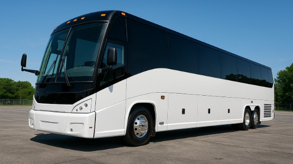 Exterior of Santa Maria Party Bus Company's 48 Passenger Charter Bus in Santa Maria