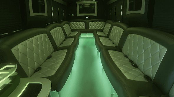 Interior of Burbank Party Bus Company's 50 Passenger Party Bus in Burbank