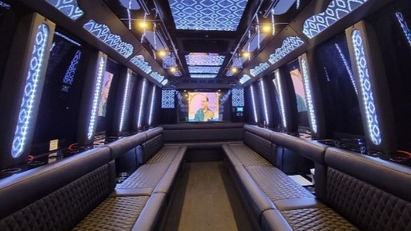 Interior of Salinas Party Bus Company's 50 Passenger Party Bus in Salinas
