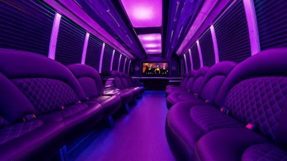 Interior of Simi Valley Party Bus Company's 50 Passenger Party Bus in Simi Valley