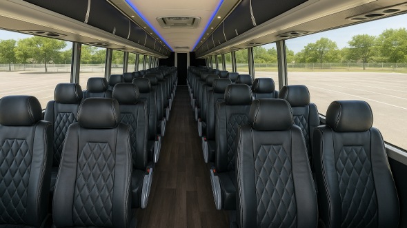Interior of Santa Maria Party Bus Company's 56 Passenger Charter Bus in Santa Maria