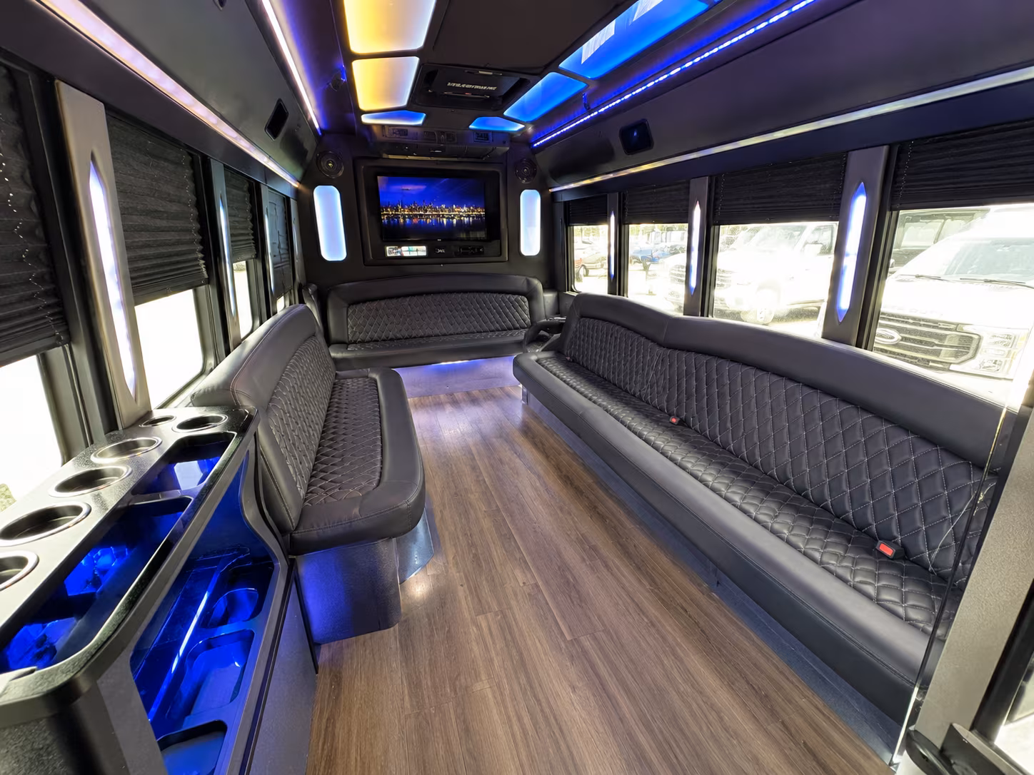 Interior of a party bus rental serving Santa Maria